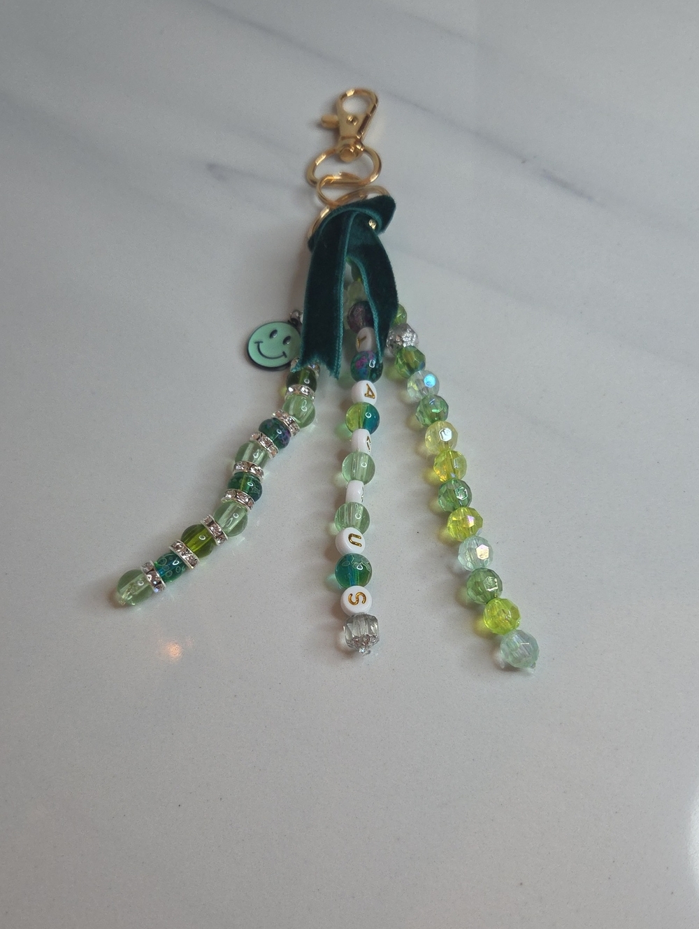 Beaded Green Taurus Bag Charm